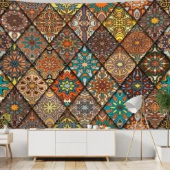 Mandala Bohemian Indian Wall Tapestry Art Decor Blanket Curtain Hanging Home Bedroom Living Room Dorm Decoration Boho Hippie Psychedelic Floral Flower Lotus