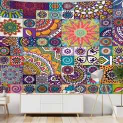 Mandala Bohemian Indian Wall Tapestry Art Decor Blanket Curtain Hanging Home Bedroom Living Room Dorm Decoration Boho Hippie Psychedelic Floral Flower Lotus