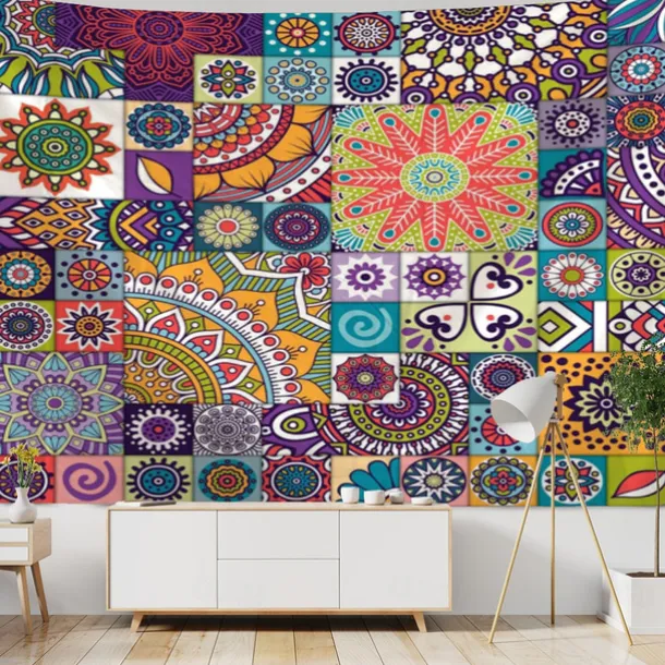 Mandala Bohemian Indian Wall Tapestry Art Decor Blanket Curtain Hanging Home Bedroom Living Room Dorm Decoration Boho Hippie Psychedelic Floral Flower Lotus