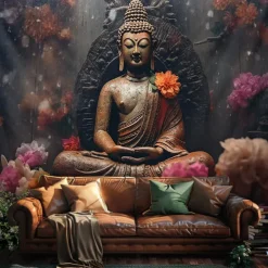 Mandala Buddha Hanging Tapestry Wall Art Large Tapestry Mural Decor Photograph Backdrop Blanket Curtain Home Bedroom Living Room Decoration