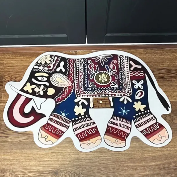 Mandala Elephant Irregular Doormat Kitchen Mat Floor Mat Non-Slip Area Rug Oil Proof Rug Indoor Outdoor Mat Bedroom Decor Bathroom Mat Entrance Rug