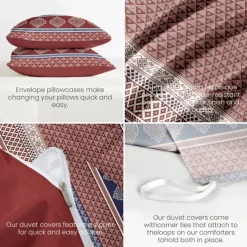 Mandala Ethnic Duvet Cover Full Size Bedding Set Cotton Bed Sets Quilt Cover Soft Lightweight Comforter Cover with 2 Pillowcases for Summer Spring