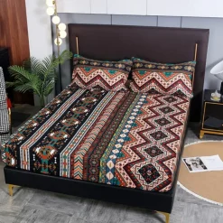 Mandala Geometric Fitted Sheets Single Small Double King Super King Small Square Bottom Sheets Twin Full Size Bedsheet Bed White Multicolor