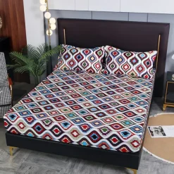 Mandala Geometric Fitted Sheets Single Small Double King Super King Small Square Bottom Sheets Twin Full Size Bedsheet Bed White Multicolor