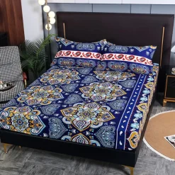 Mandala Geometric Fitted Sheets Single Small Double King Super King Small Square Bottom Sheets Twin Full Size Bedsheet Bed White Multicolor