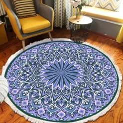 Mandala Tassel Round Carpet Area Rug Ethnic Style Room Living Room Bedroom Coffee Table Floor Mat