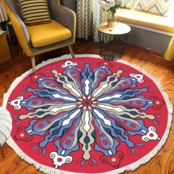 Mandala Tassel Round Carpet Area Rug Ethnic Style Room Living Room Bedroom Coffee Table Floor Mat