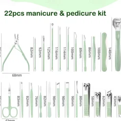 Manicure Set Nail Clippers Pedicure Kit -22 Pieces Stainless Steel Professional Manicure Kit Grooming Kits Nail Care Tools with Luxurious Travel Leather Case Gift Box Blue Green