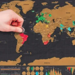 Map World Edition Large Black Gold Style Scratchable Travel Map Hanging Picture Luxury World Map Designed for Travelers