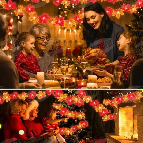 Maple Leaf Lantern String Halloween Fall Thanksgiving Lantern String 6M 40 LEDs 3M 20LEDs 1.5M 10LEDs Battery or USB Powered Indoor and Outdoor Garden Decorative Light String