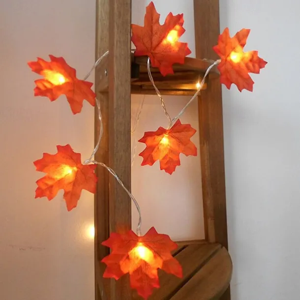 Maple Leaf String Lights Fall Decoration Fall Garland Lights 3m 20LEDs Battery Operated for Outdoor Home Thanksgiving/Halloween Party Decoration
