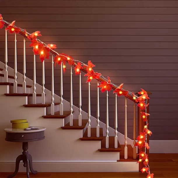 Maple Leaf String Lights Fall Decoration Fall Garland Lights 3m 20LEDs Battery Operated for Outdoor Home Thanksgiving/Halloween Party Decoration