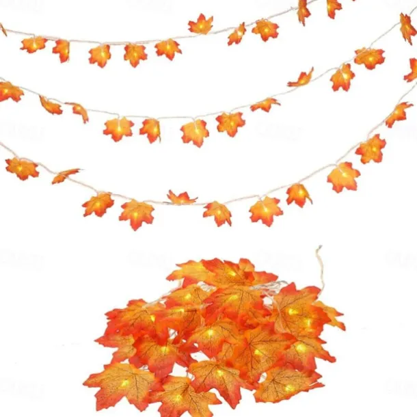 Maple Leaf String Lights Fall Decoration Fall Garland Lights 3m 20LEDs Battery Operated for Outdoor Home Thanksgiving/Halloween Party Decoration