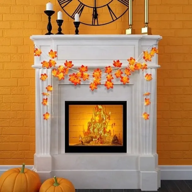 Maple Leaf String Lights Fall Decoration Fall Garland Lights 3m 20LEDs Battery Operated for Outdoor Home Thanksgiving/Halloween Party Decoration