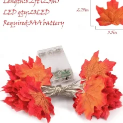 Maple Leaf String Lights Fall Decoration Fall Garland Lights 3m 20LEDs Battery Operated for Outdoor Home Thanksgiving/Halloween Party Decoration