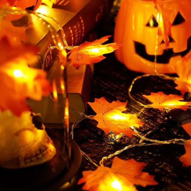 Maple Leaf String Lights Fall Decoration Fall Garland Lights 3m 20LEDs Battery Operated for Outdoor Home Thanksgiving/Halloween Party Decoration