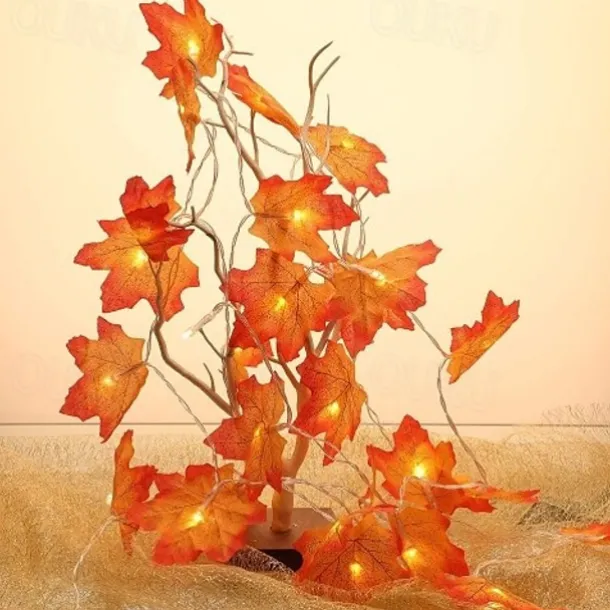 Maple Leaf String Lights Fall Decoration Fall Garland Lights 3m 20LEDs Battery Operated for Outdoor Home Thanksgiving/Halloween Party Decoration
