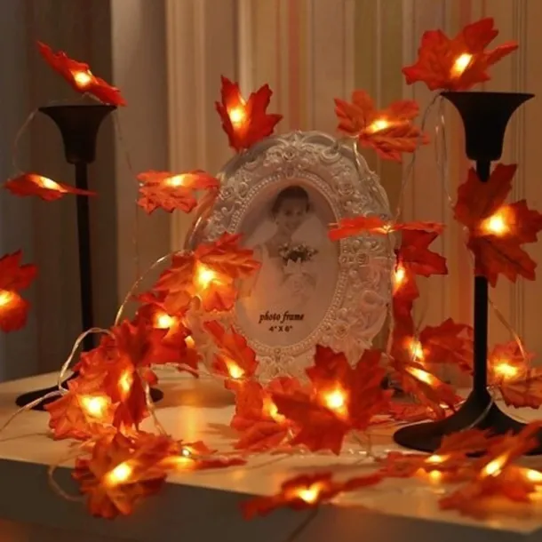 Maple Leaf String Lights Fall Decoration Fall Garland Lights 3m 20LEDs Battery Operated for Outdoor Home Thanksgiving/Halloween Party Decoration
