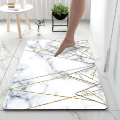 Marble Pattern Bathroom Bath Mats Creative Absorbent Bathroom Rug Diatomaceous Earth Non Slip