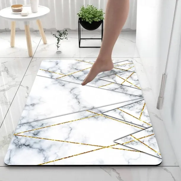 Marble Pattern Bathroom Bath Mats Creative Absorbent Bathroom Rug Diatomaceous Earth Non Slip