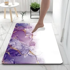 Marble Pattern Bathroom Bath Mats Creative Absorbent Bathroom Rug Diatomaceous Earth Non Slip