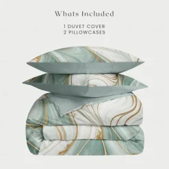 Marble Pattern Duvet Cover Full Size Bedding Set Bed Sets Quilt Cover Soft Lightweight Comforter Cover with 2 Pillowcases for Summer Spring