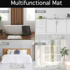 Marble Pattern Flannel Floor Mat Fabric Printed Home Entrance Doormat Carpet Mattress Bathroom Mat
