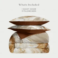 Marble Print Duvet Cover Full Size Bedding Set Bed Sets Quilt Cover Soft Lightweight Comforter Cover with 2 Pillowcases for Summer Spring