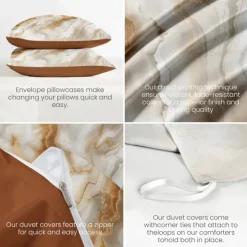 Marble Print Duvet Cover Full Size Bedding Set Bed Sets Quilt Cover Soft Lightweight Comforter Cover with 2 Pillowcases for Summer Spring