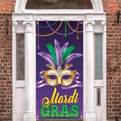 Mardi Gras Carnival Door Covers Door Tapestry Door Curtain Decoration Backdrop Door Banner for Front Door Farmhouse Holiday Party Decor Supplies