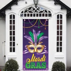 Mardi Gras Carnival Door Covers Door Tapestry Door Curtain Decoration Backdrop Door Banner for Front Door Farmhouse Holiday Party Decor Supplies