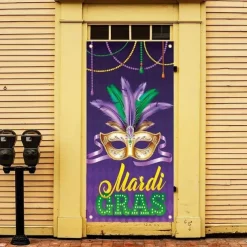 Mardi Gras Carnival Door Covers Door Tapestry Door Curtain Decoration Backdrop Door Banner for Front Door Farmhouse Holiday Party Decor Supplies