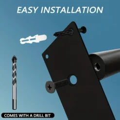 Matte Black Modern U-shaped 1pc Metal Handrail For Outdoor Steps, Wall-Mounted Safety Staircase Grab Rail, Modern Entryway Railing, With Plate Thickness And Installation Hardware