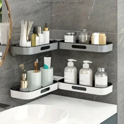 Maximize Your Bathroom Storage with This Wall-Mounted Plastic Shelf Rack