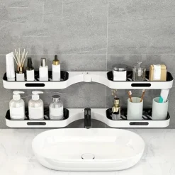 Maximize Your Bathroom Storage with This Wall-Mounted Plastic Shelf Rack