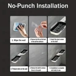 Maximize Your Bathroom Storage with This Wall-Mounted Plastic Shelf Rack