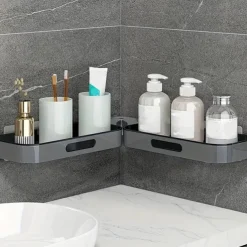 Maximize Your Bathroom Storage with This Wall-Mounted Plastic Shelf Rack