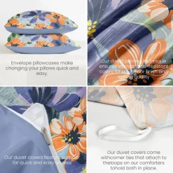 Meadow Floral Duvet Cover Set Cotton Brushed Pattern Set Soft 3-Piece Luxury Bedding Set Home Decor Gift Twin Full King Queen Size Duvet Cover