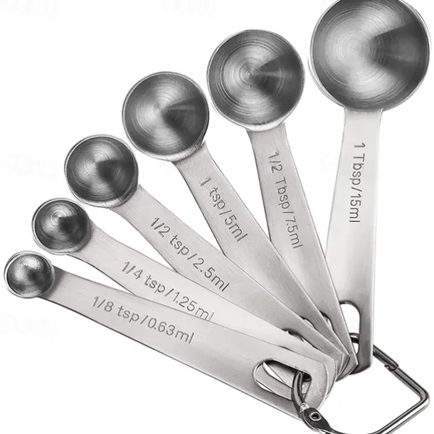 Measuring Spoon Set Stainless Steel Measuring Spoons Set of 6 Metal Measuring Spoon for Measuring Dry and Liquid Ingredients of Cooking Baking