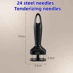 Meat Tenderizer Stainless Steel Meat Looser 24 Needle Automatic Spring Meat Hammer Rib Breaking Perforator Kitchen Gadgets