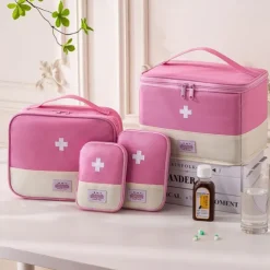 Medicine Storage Box Set, Portable Travel Compact First Aid Kit, Medical Organizer Bag for Medications & Essentials, Small Emergency Pouch for Travel