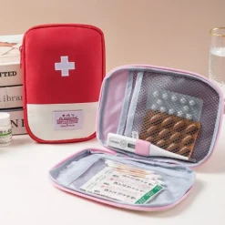 Medicine Storage Box Set, Portable Travel Compact First Aid Kit, Medical Organizer Bag for Medications & Essentials, Small Emergency Pouch for Travel