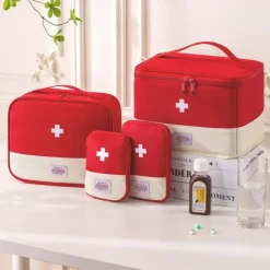 Medicine Storage Box Set, Portable Travel Compact First Aid Kit, Medical Organizer Bag for Medications & Essentials, Small Emergency Pouch for Travel