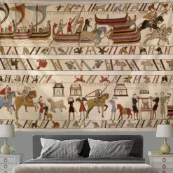 Medieval Bayeux Hanging Tapestry Wall Art Middle Age Decor Photograph Backdrop Blanket Curtain Home Bedroom Living Room Decoration