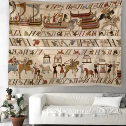 Medieval Bayeux Hanging Tapestry Wall Art Middle Age Decor Photograph Backdrop Blanket Curtain Home Bedroom Living Room Decoration