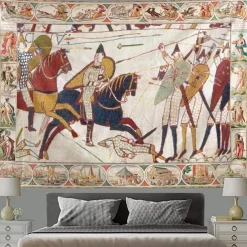 Medieval Bayeux Hanging Tapestry Wall Art Middle Age Decor Photograph Backdrop Blanket Curtain Home Bedroom Living Room Decoration