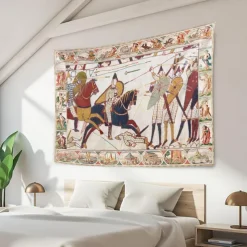 Medieval Bayeux Hanging Tapestry Wall Art Middle Age Decor Photograph Backdrop Blanket Curtain Home Bedroom Living Room Decoration