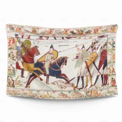 Medieval Bayeux Hanging Tapestry Wall Art Middle Age Decor Photograph Backdrop Blanket Curtain Home Bedroom Living Room Decoration