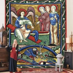 Medieval Painting Tapestry Middle Age Tapestry Wall Art Decor Photograph Backdrop Blanket Curtain Home Bedroom Living Room Decoration