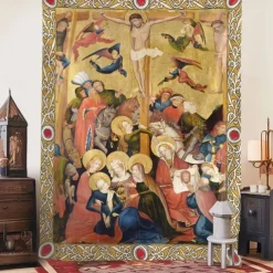 Medieval Tapestry Middle Age Tapestry Religious Art Large Tapestry Mural Decor Photograph Backdrop Home Bedroom Living Room Decoration The Crucifixion by Master of the Middle Rhine
